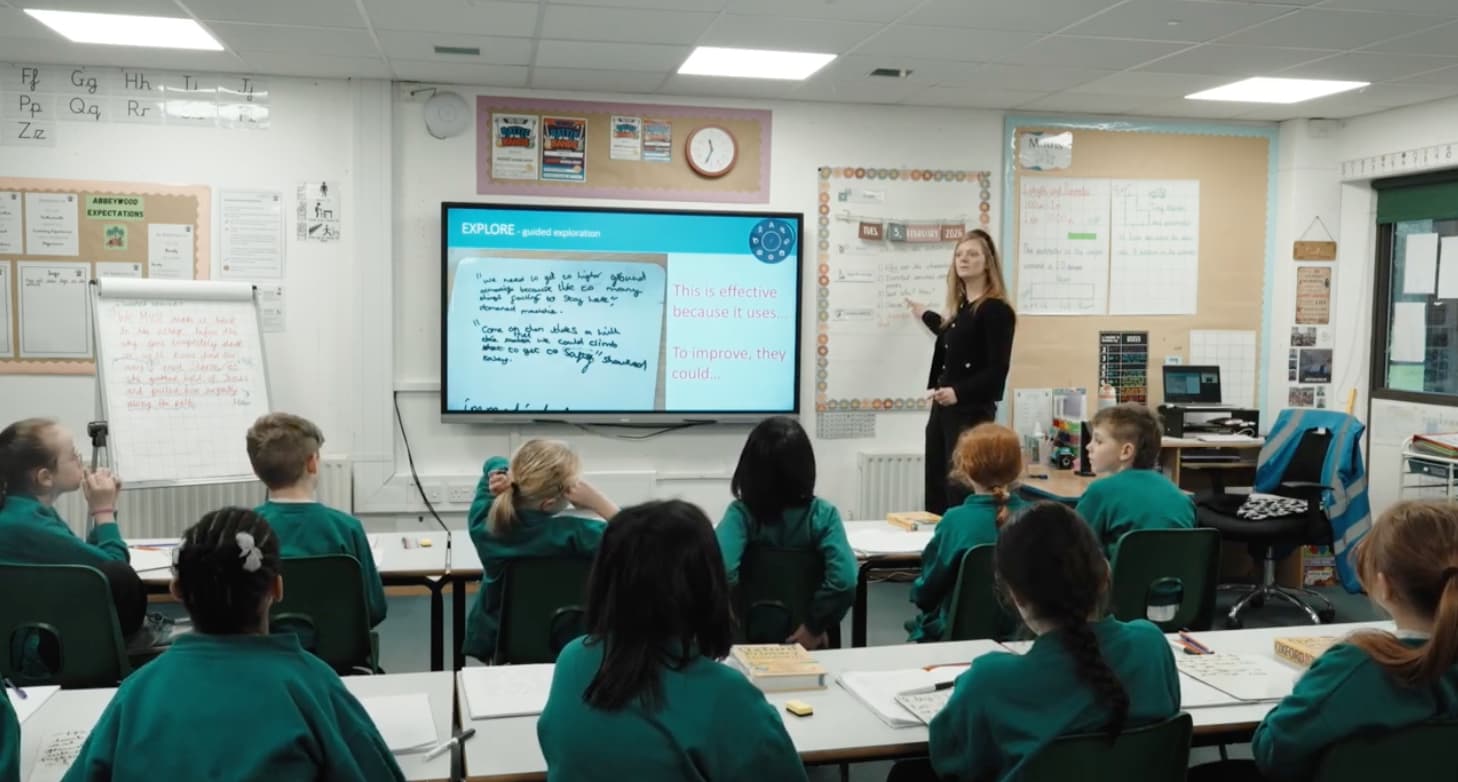 Teacher with students in classroom